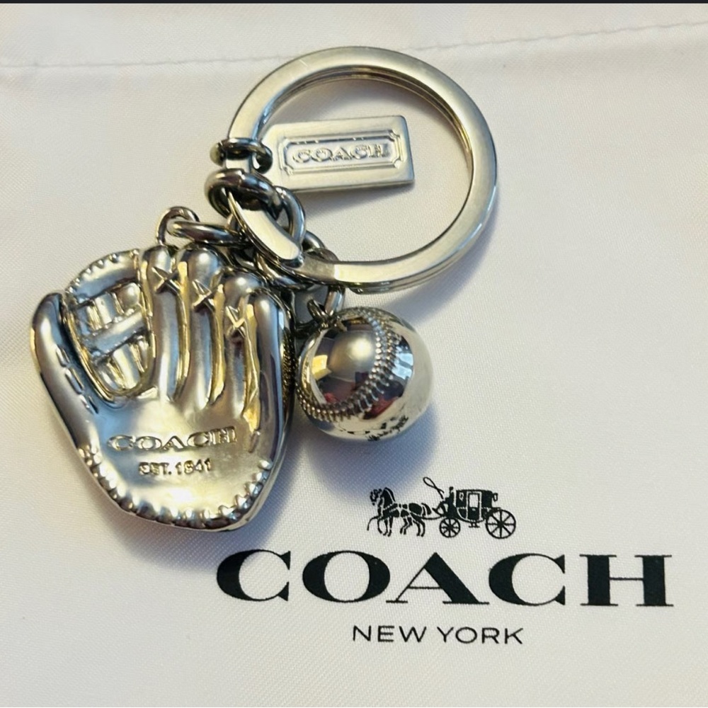 Coach Metallic Silver Glove Keychain